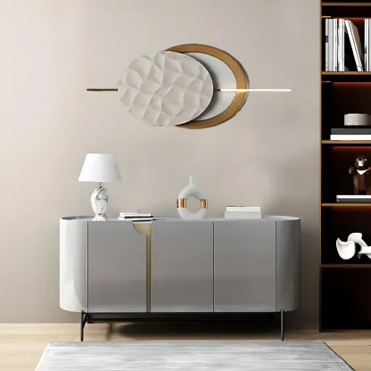 Minimalist Wooden Buffet Table with Storage in Grey Image - 2