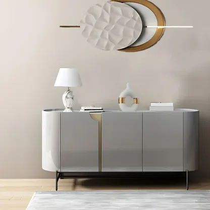 Minimalist Wooden Buffet Table with Storage in Grey Image - 3