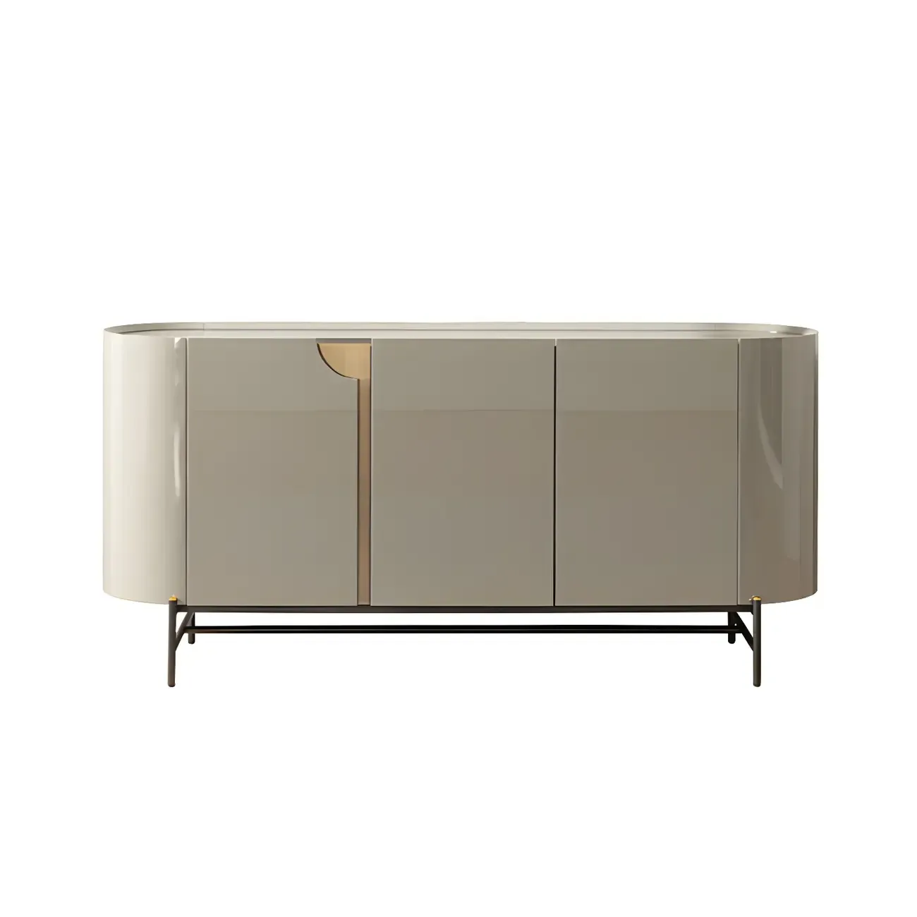 Minimalist Wooden Buffet Table with Storage in Grey Image - 7