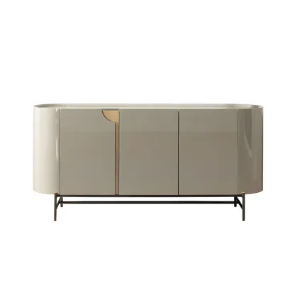 Minimalist Wooden Buffet Table with Storage in Grey Image - 7