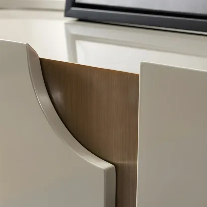 Minimalist Wooden Buffet Table with Storage in Grey Image - 8