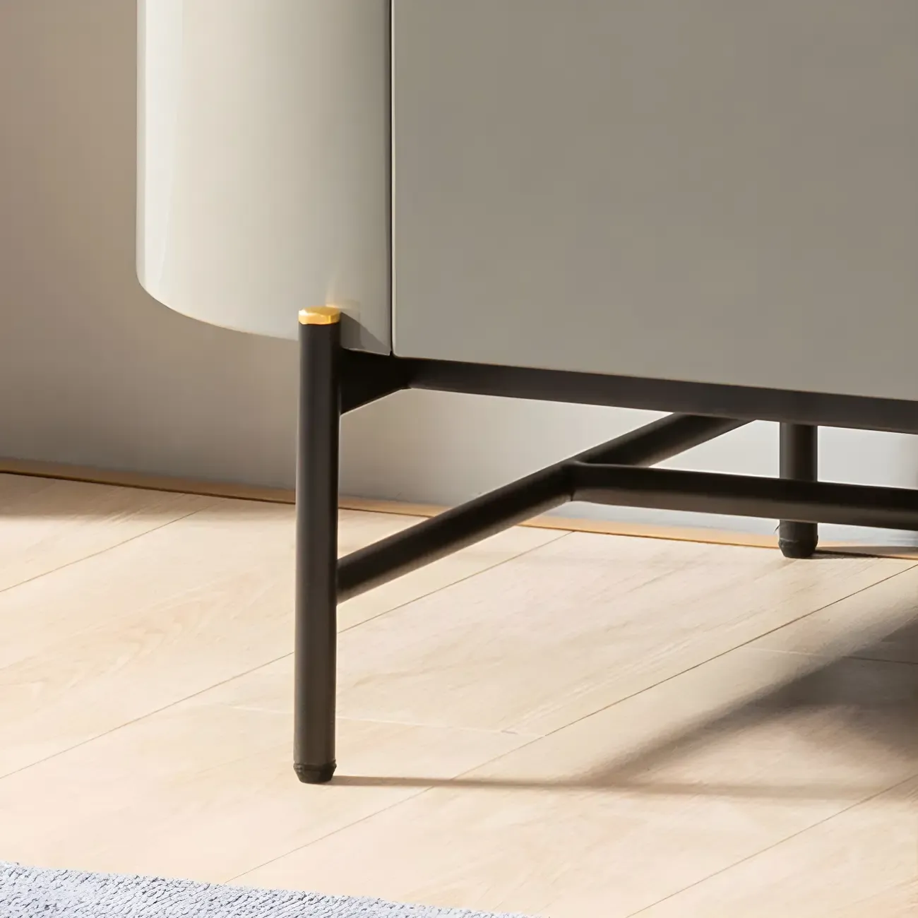 Minimalist Wooden Buffet Table with Storage in Grey Image - 11