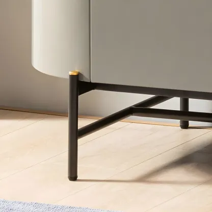 Minimalist Wooden Buffet Table with Storage in Grey Image - 11