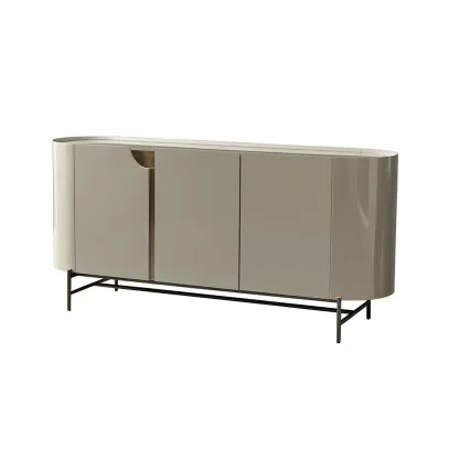 Minimalist Wooden Buffet Table with Storage in Grey Image - 12
