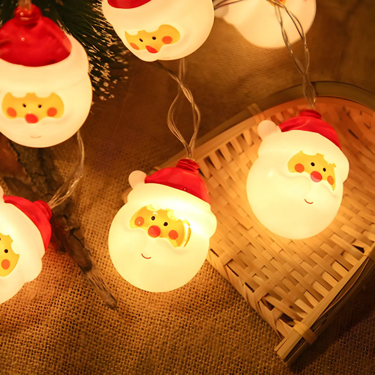 Cutie LED Plastic Santa String Lights for Christmas Indoor Decor Image - 2 | homeyfad