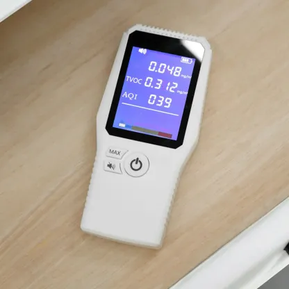 Modern Faux Leather Round Bedside Table with Two Drawers in Grey Image - 18