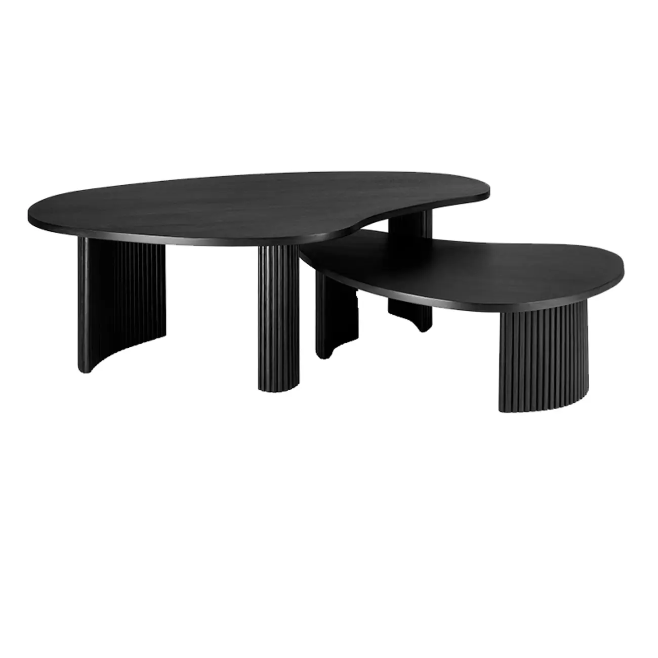 Contemporary Wooden Black Unique Shape Coffee Table Image - 3 | homeyfad