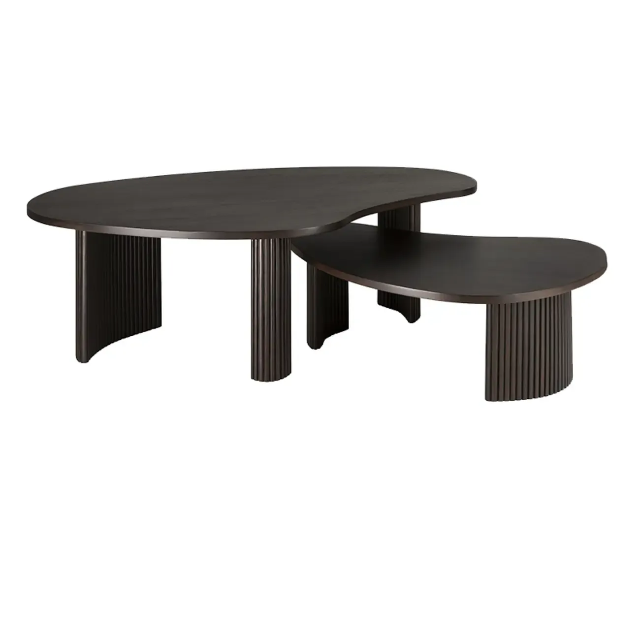 Contemporary Wooden Black Unique Shape Coffee Table