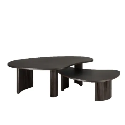 Contemporary Wooden Black Unique Shape Coffee Table Image - 10