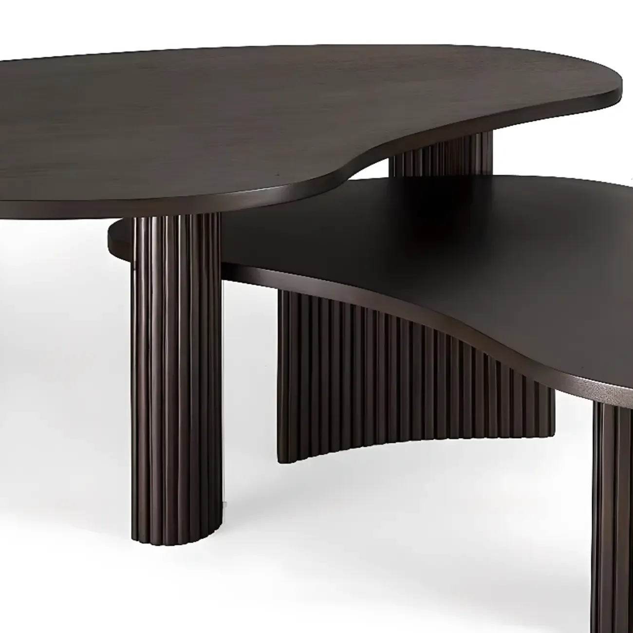Contemporary Wooden Black Unique Shape Coffee Table Image - 12