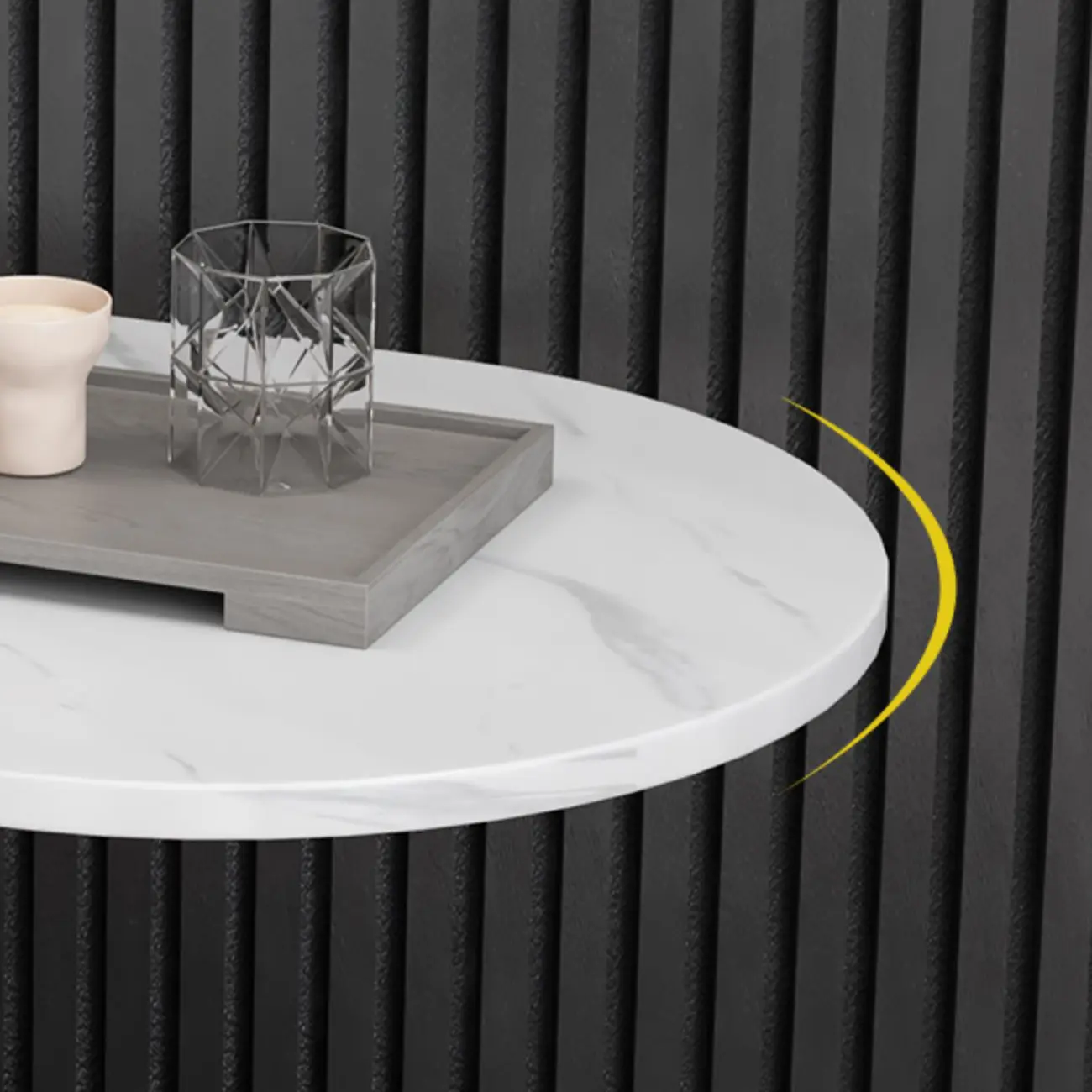 Glam Nightstand with 2 Shelves Stone Countertop Open Storage Metal Legs Image - 6 | homeyfad