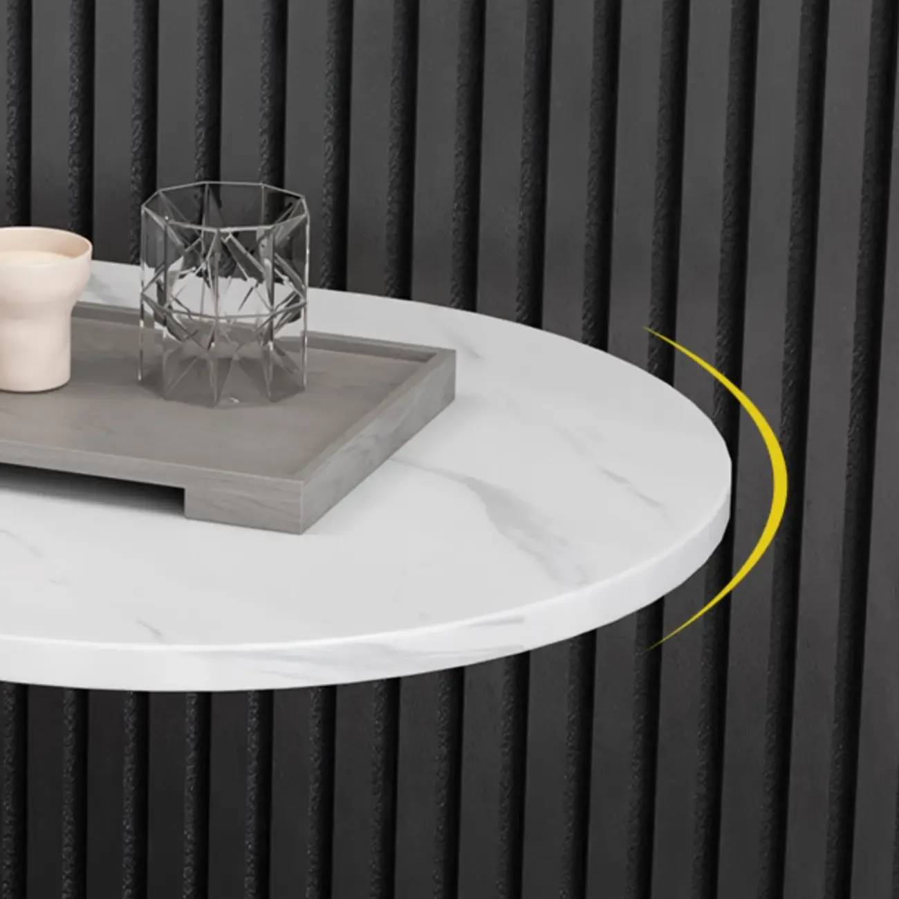 Glam Nightstand with 2 Shelves Stone Countertop Open Storage Metal Legs Image - 6