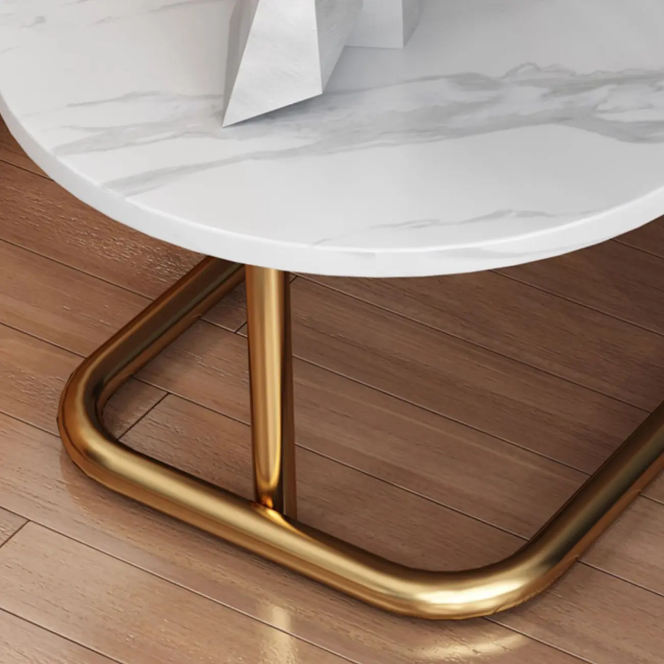 Glam Nightstand with 2 Shelves Stone Countertop Open Storage Metal Legs Image - 8 | homeyfad