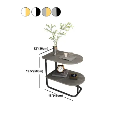 Glam Nightstand with 2 Shelves Stone Countertop Open Storage Metal Legs #size