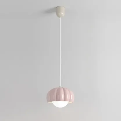 Cozy Resin Pink Pumpkin LED Pendant Light for Bedside Image - 3