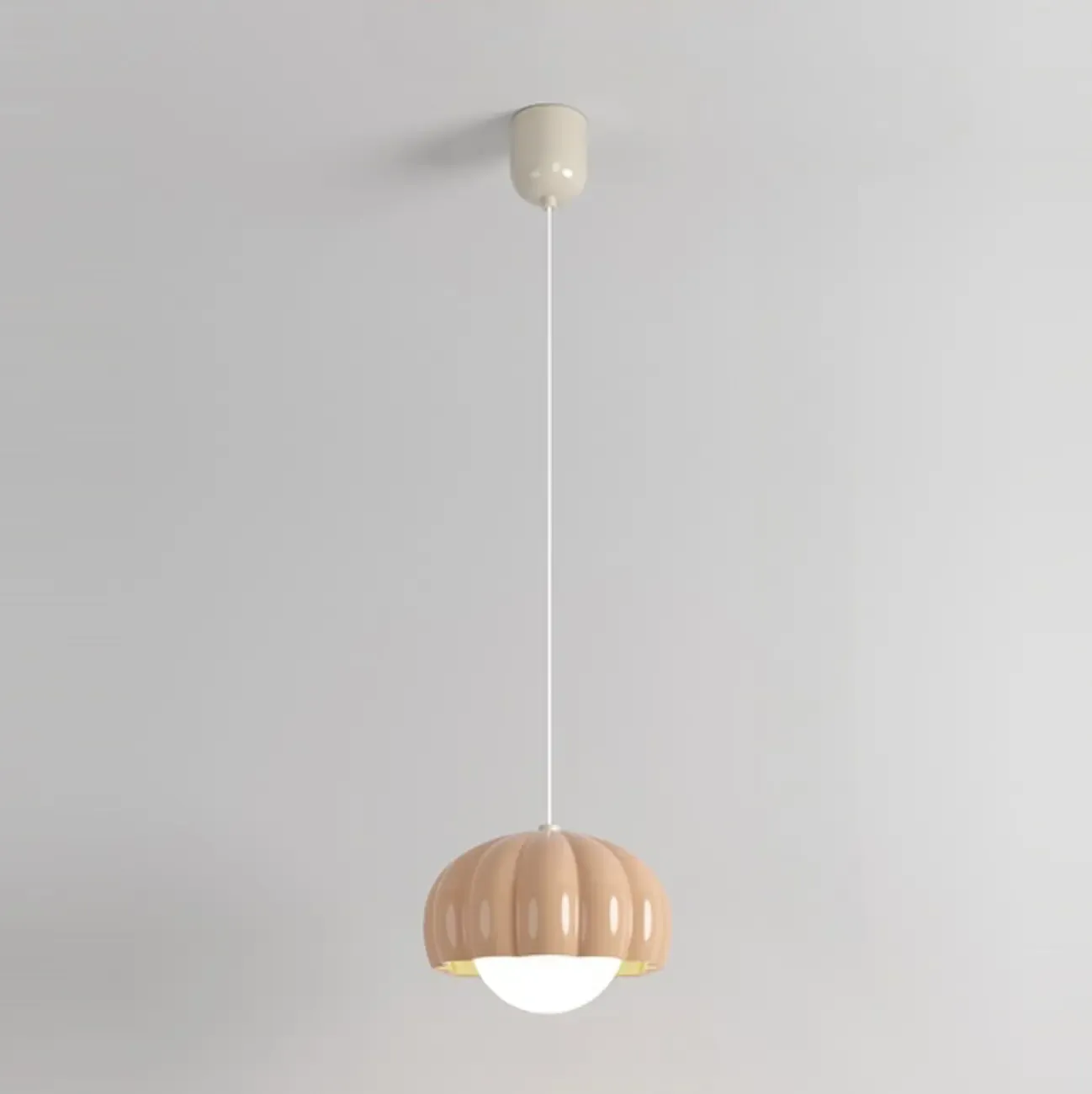 Cozy Resin Pink Pumpkin LED Pendant Light for Bedside Image - 5