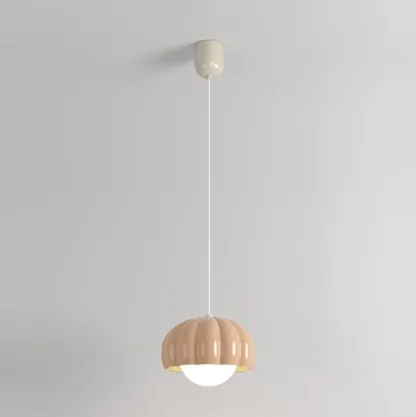 Cozy Resin Pink Pumpkin LED Pendant Light for Bedside Image - 5