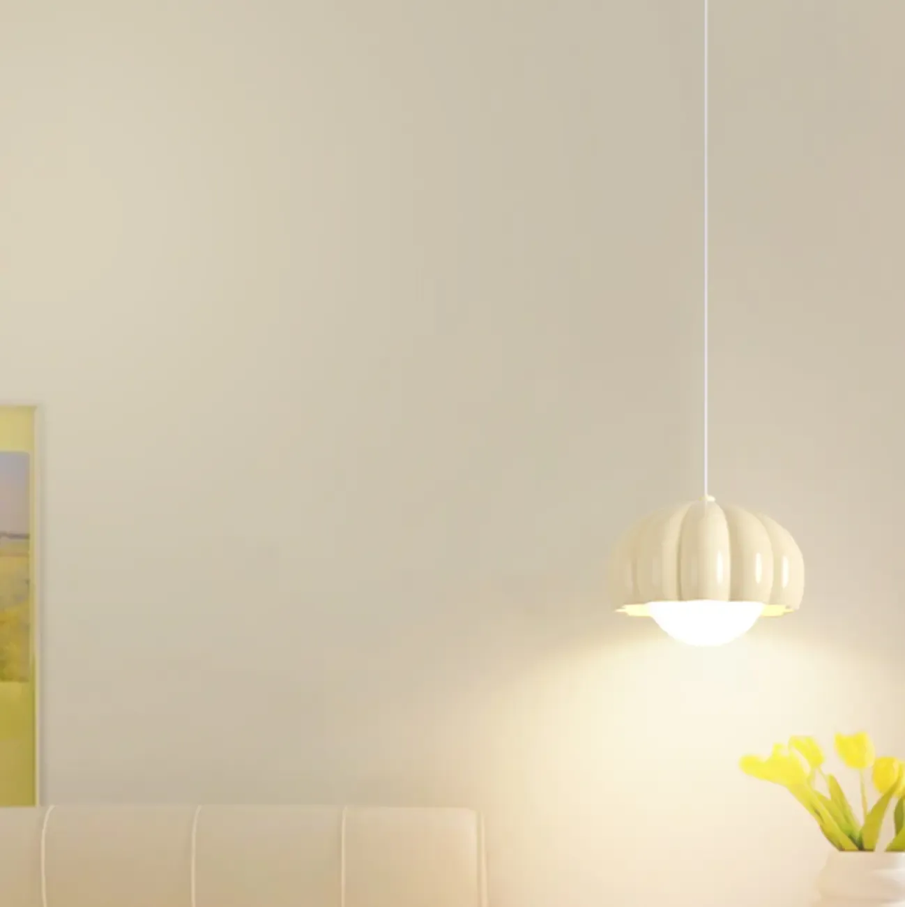 Cozy Resin Pink Pumpkin LED Pendant Light for Bedside Image - 11