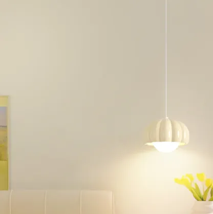 Cozy Resin Pink Pumpkin LED Pendant Light for Bedside Image - 11
