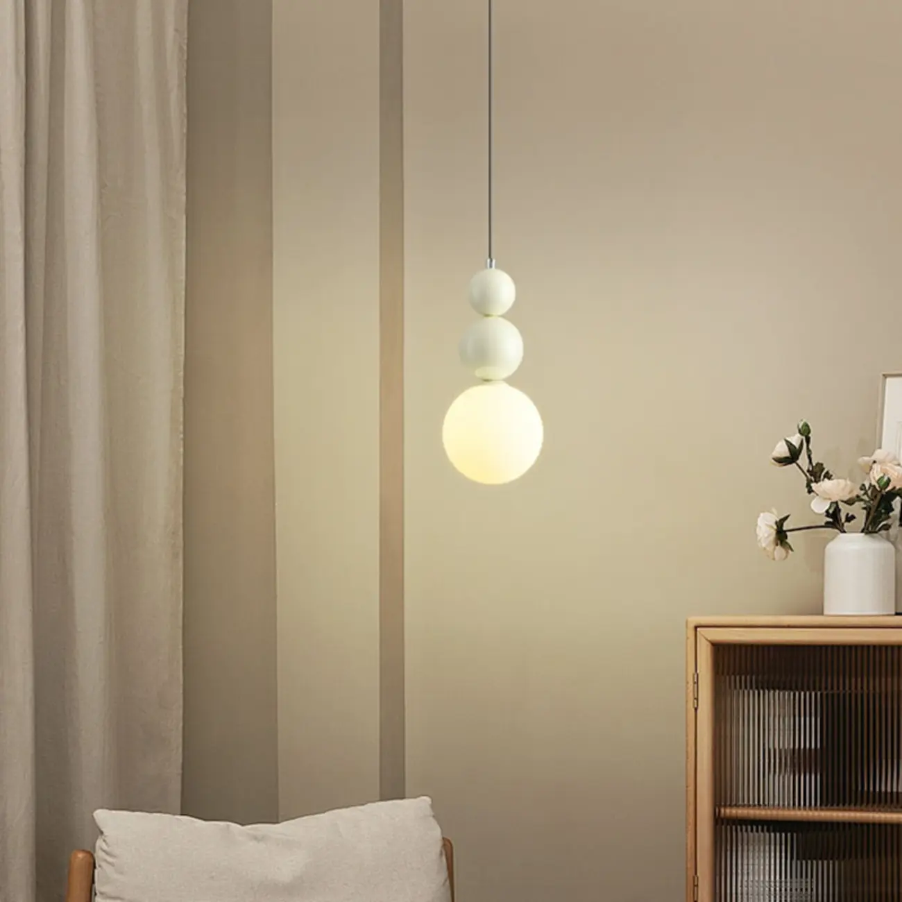 Nordic Frosted Glass Globe Ceiling Light with Extended Cord Image - 2 | homeyfad