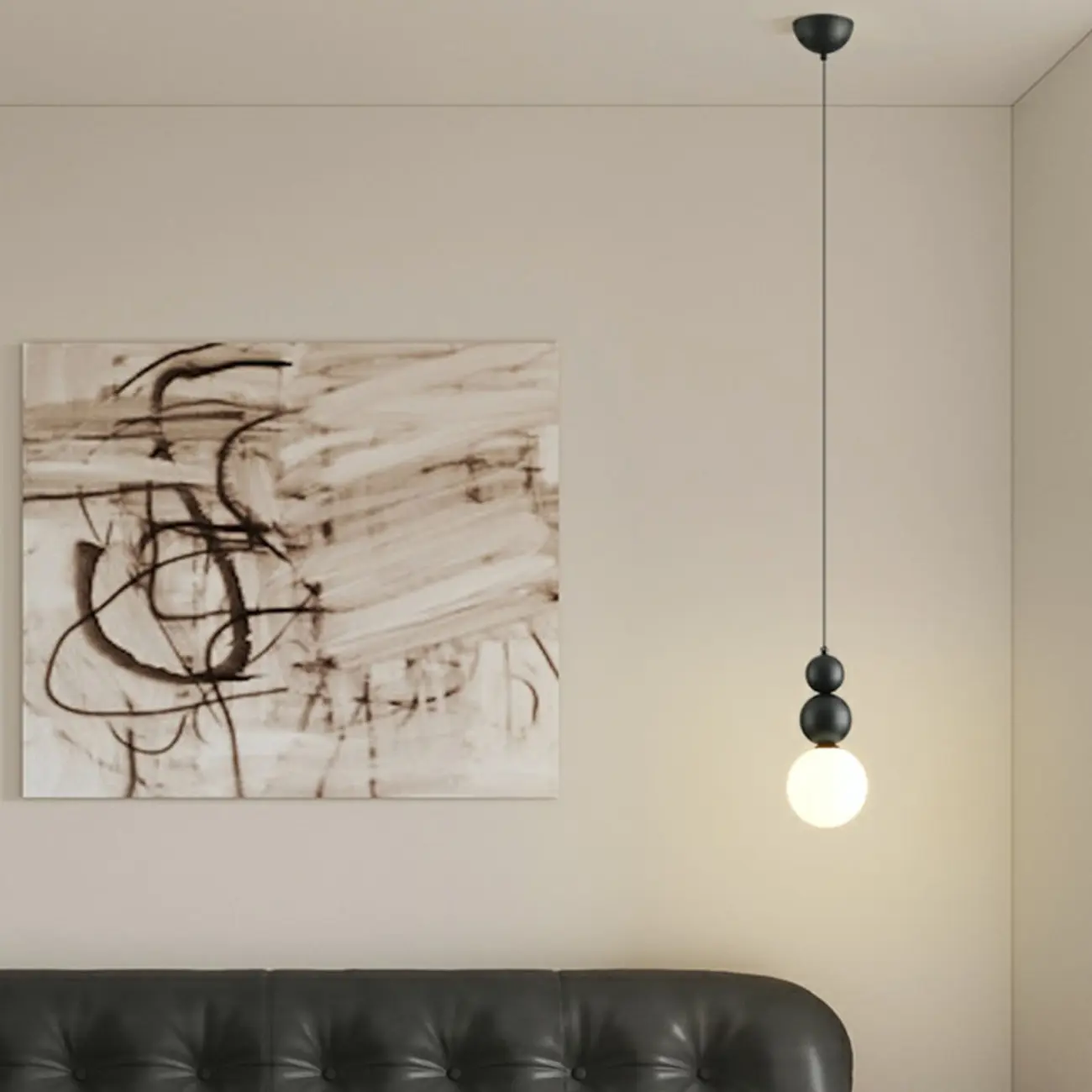 Nordic Frosted Glass Globe Ceiling Light with Extended Cord Image - 3 | homeyfad