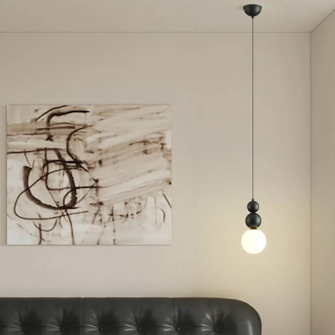 Nordic Frosted Glass Globe Ceiling Light with Extended Cord Image - 3