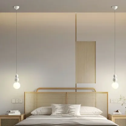 Nordic Frosted Glass Globe Ceiling Light with Extended Cord Image - 4