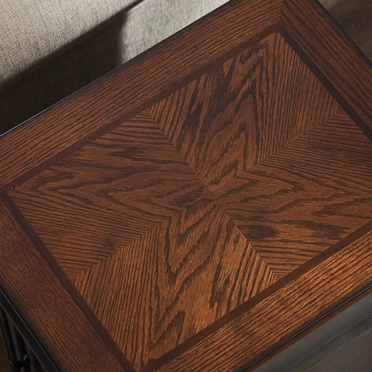 Brown Solid Wood End Table with Storage for Living Room Image - 7