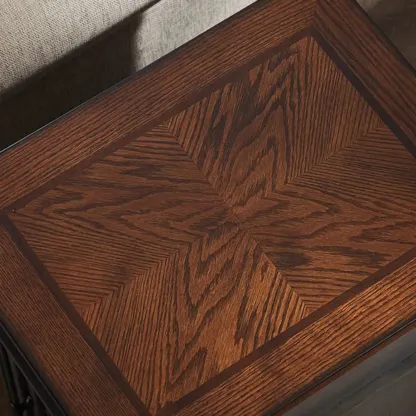 Brown Solid Wood End Table with Storage for Living Room Image - 7