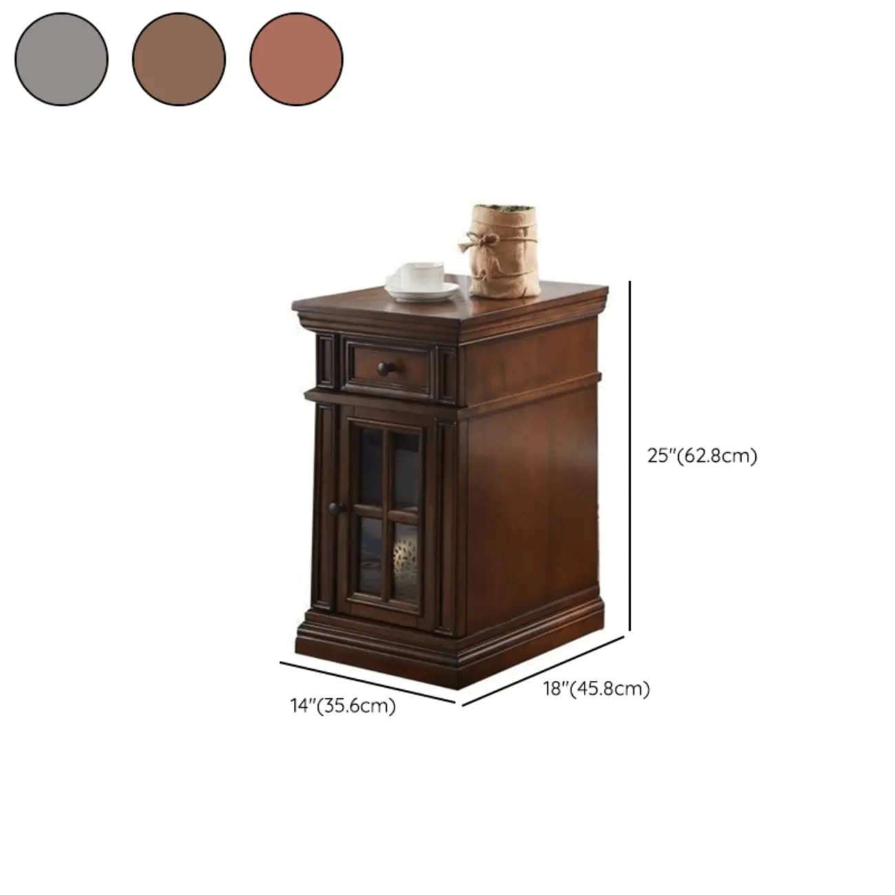 Brown Solid Wood End Table with Storage for Living Room #size | homeyfad