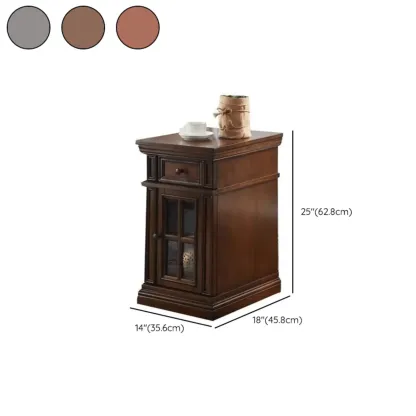 Brown Solid Wood End Table with Storage for Living Room #size