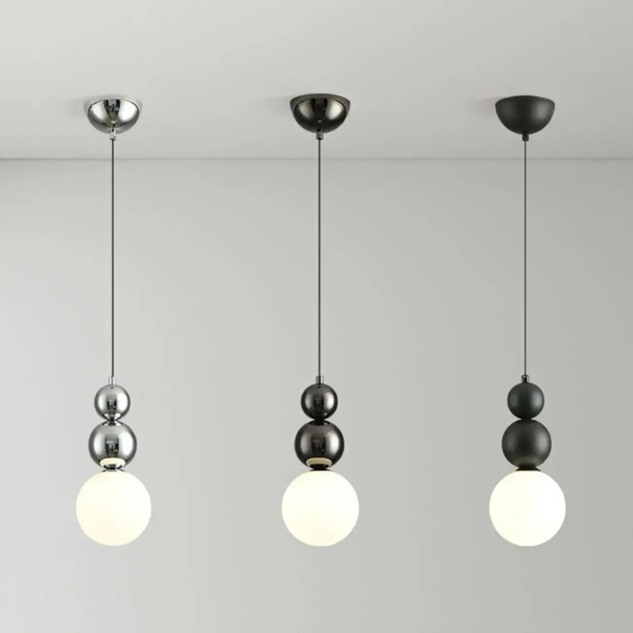 Nordic Frosted Glass Globe Ceiling Light with Extended Cord Image - 14