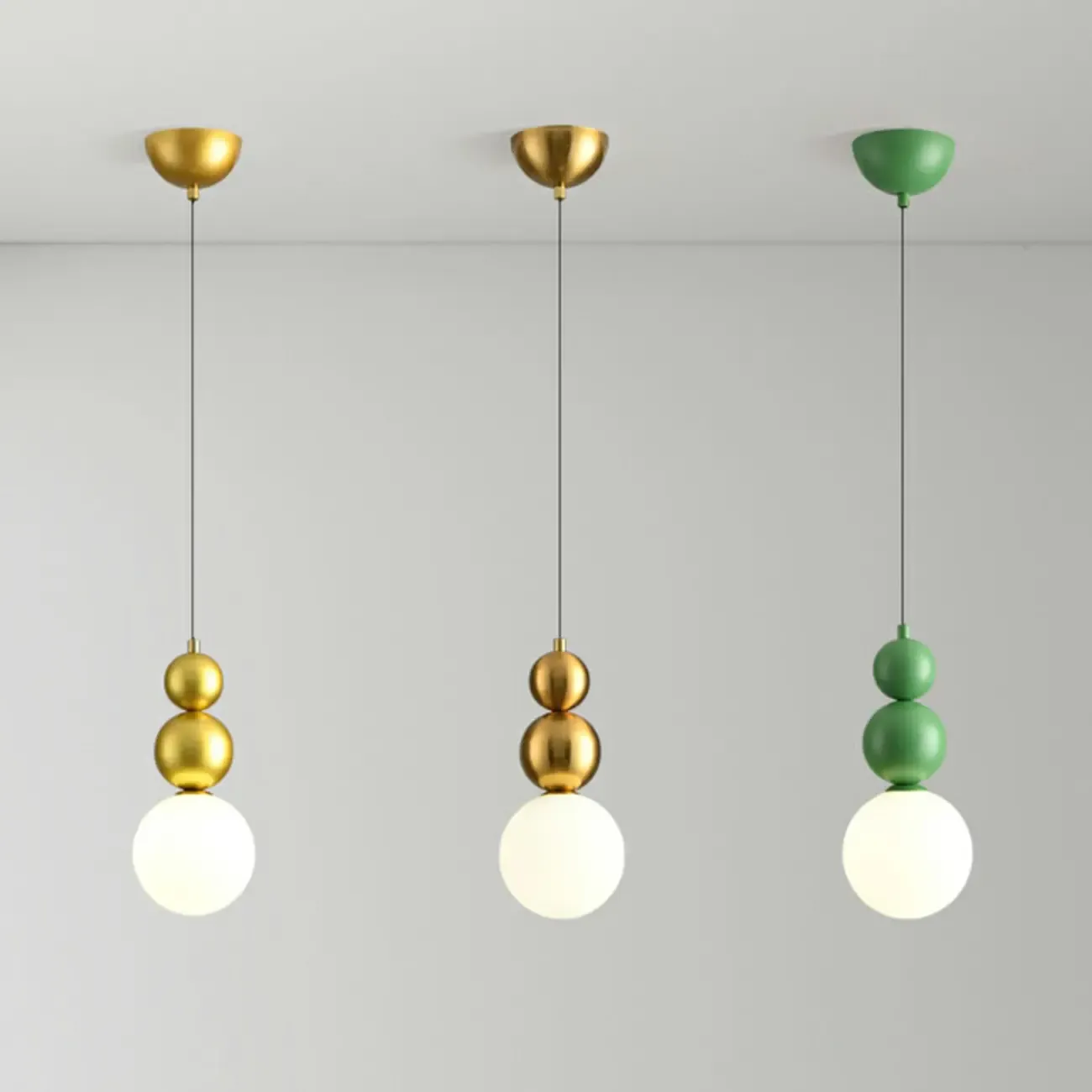 Nordic Frosted Glass Globe Ceiling Light with Extended Cord Image - 16