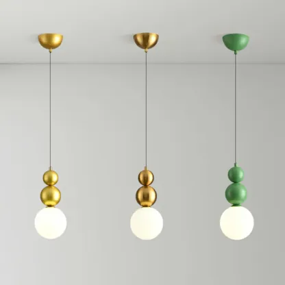 Nordic Frosted Glass Globe Ceiling Light with Extended Cord Image - 16