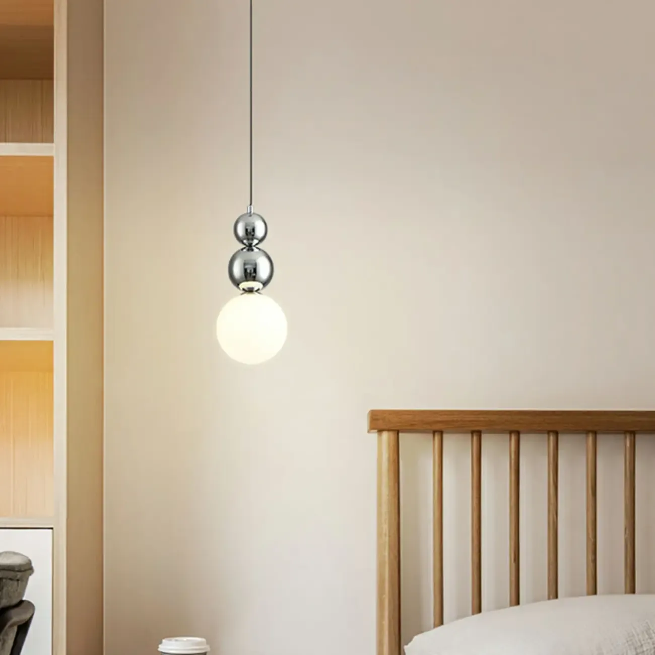 Nordic Frosted Glass Globe Ceiling Light with Extended Cord Image - 24