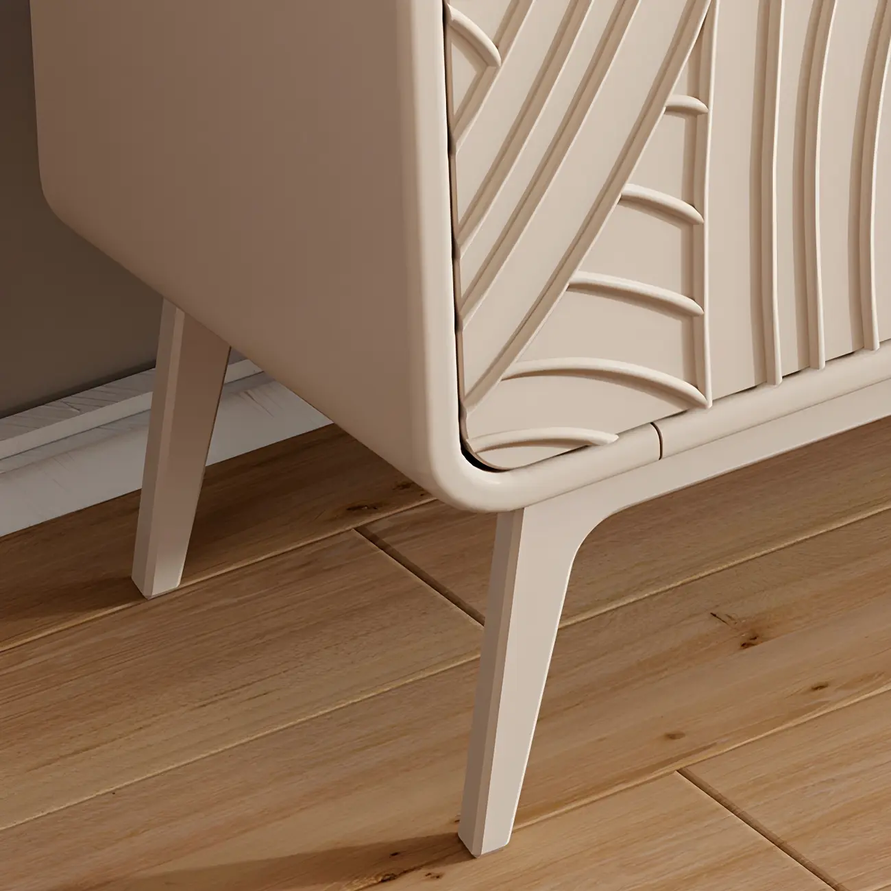 Modern White Wooden Sideboard with Artistic Doors Image - 10 | homeyfad