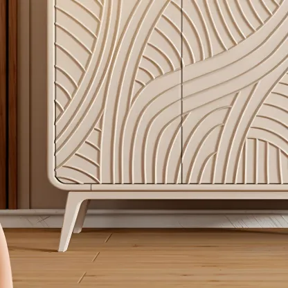 Modern White Wooden Sideboard with Artistic Doors Image - 11