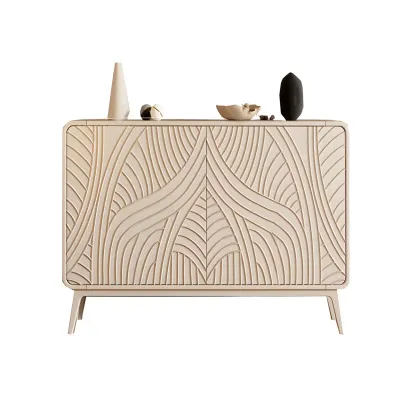 Modern White Wooden Sideboard with Artistic Doors Image - 12