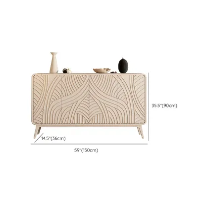 Modern White Wooden Sideboard with Artistic Doors Image - 16