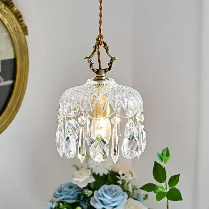 Elegant Clear Crystal Chandelier with Luxurious Accents for Living Room Image - 1