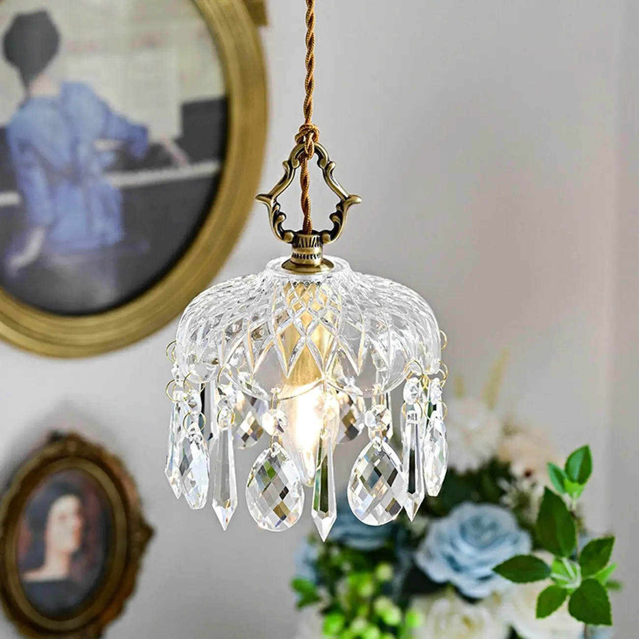 Elegant Clear Crystal Chandelier with Luxurious Accents for Living Room Image - 4 | homeyfad