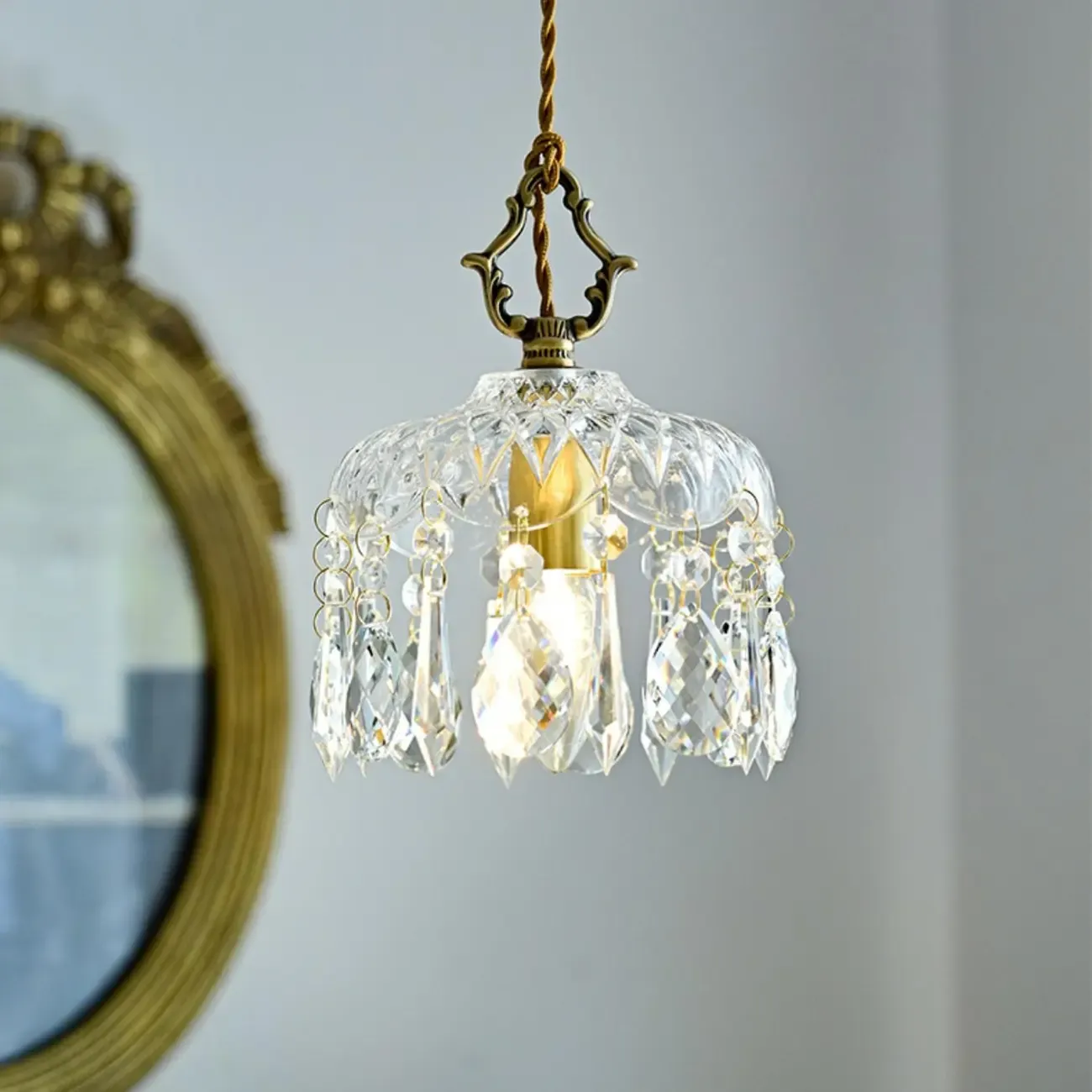 Elegant Clear Crystal Chandelier with Luxurious Accents for Living Room Image - 6