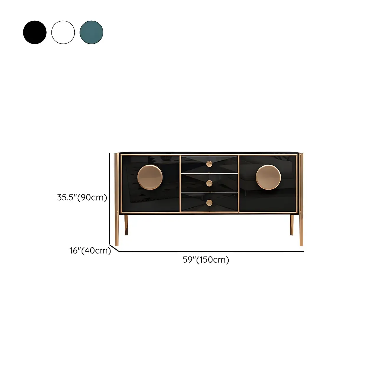 Modern Glossy Wooden Buffet Table with Drawers & Cabinets Image - 14