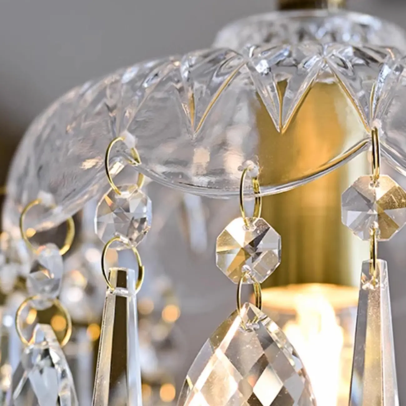 Elegant Clear Crystal Chandelier with Luxurious Accents for Living Room Image - 10 | homeyfad