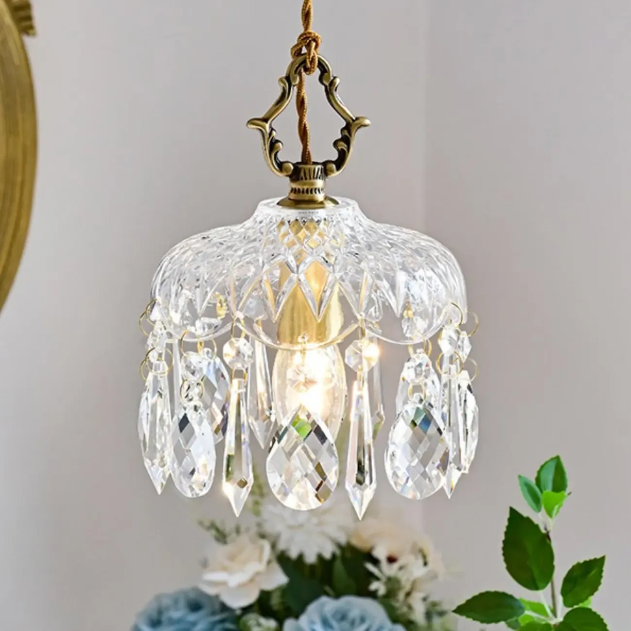 Elegant Clear Crystal Chandelier with Luxurious Accents for Living Room Image - 11