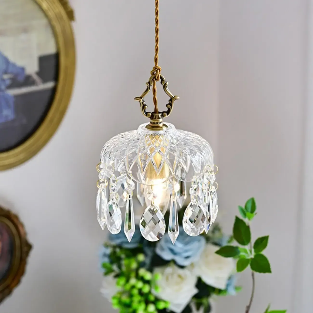 Elegant Clear Crystal Chandelier with Luxurious Accents for Living Room Image - 12