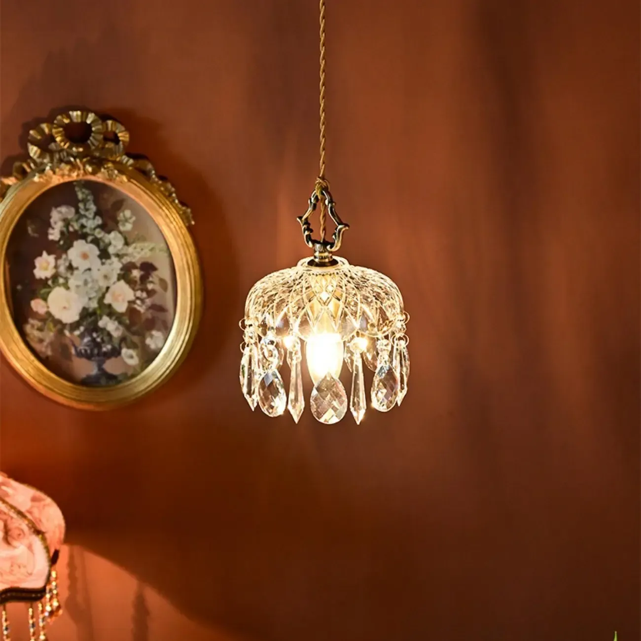 Elegant Clear Crystal Chandelier with Luxurious Accents for Living Room Image - 13