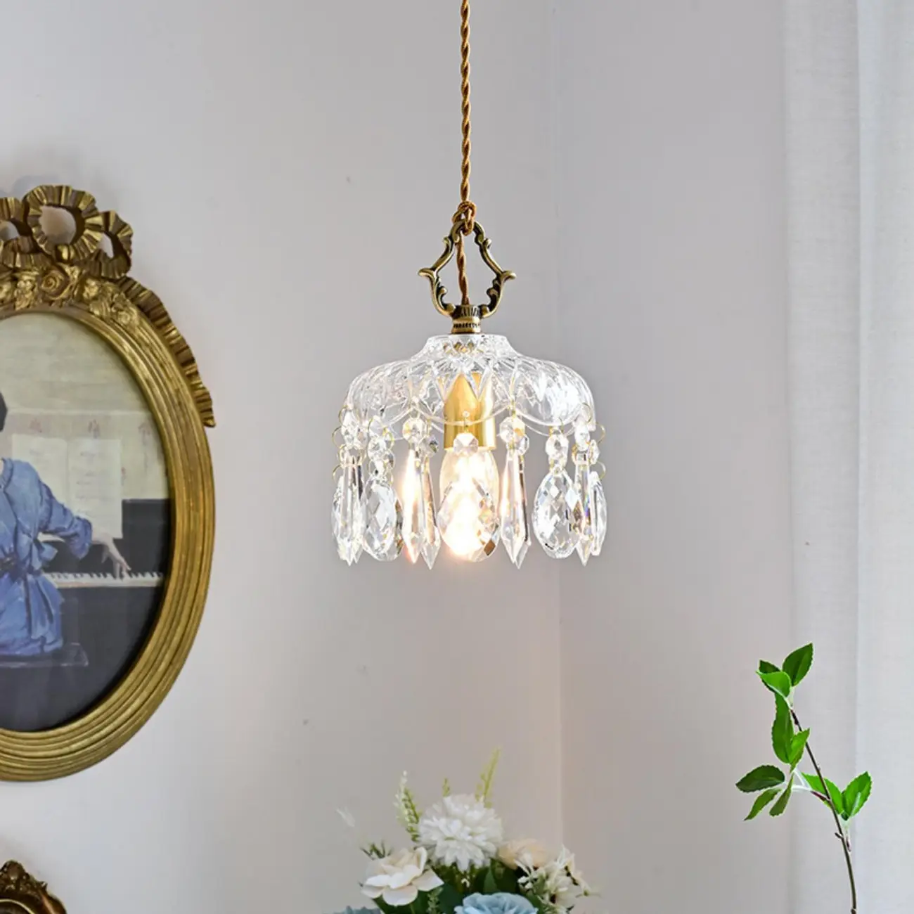 Elegant Clear Crystal Chandelier with Luxurious Accents for Living Room Image - 14 | homeyfad