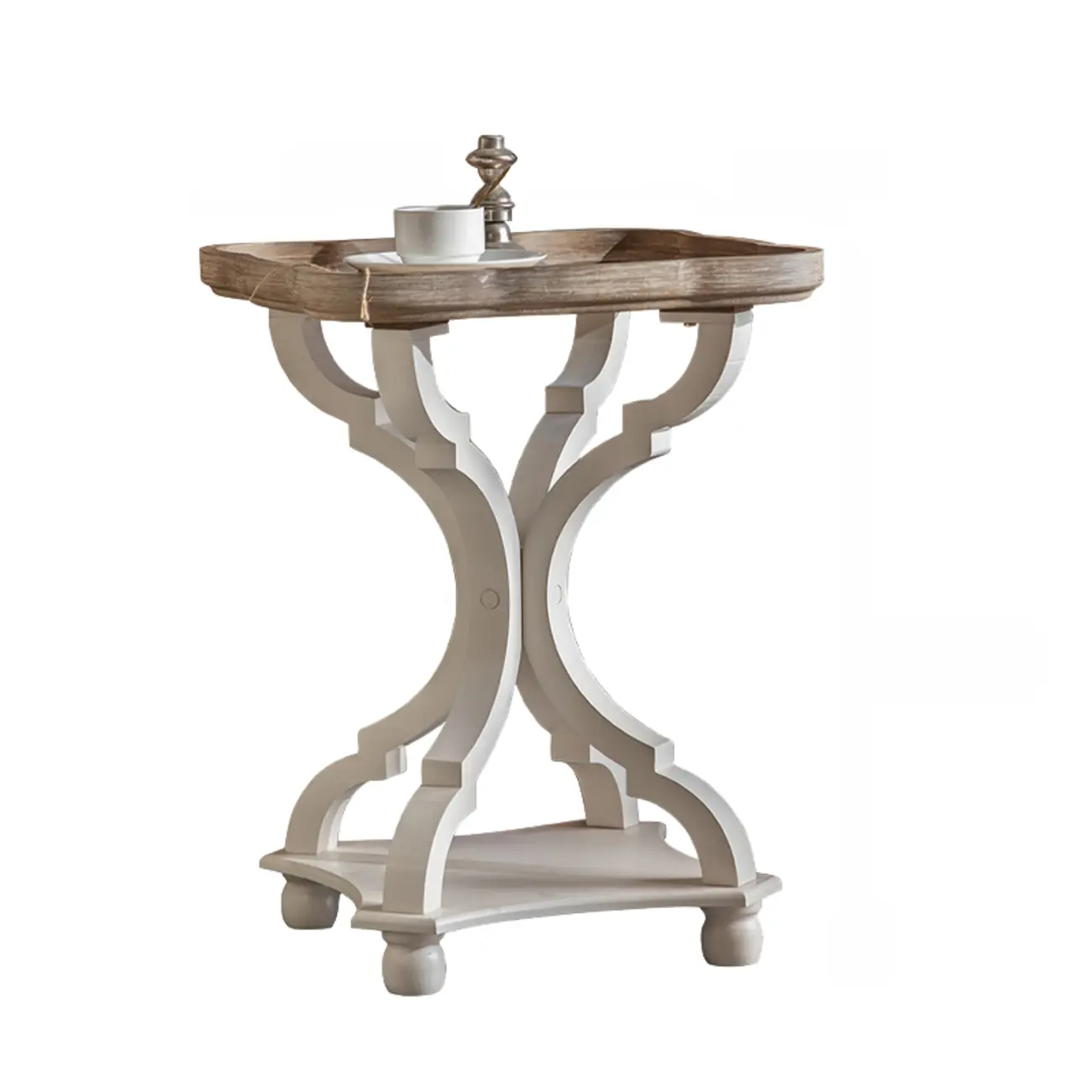 Rustic Wood Accent Side Table with Tray Top for Living Room Image - 4 | homeyfad