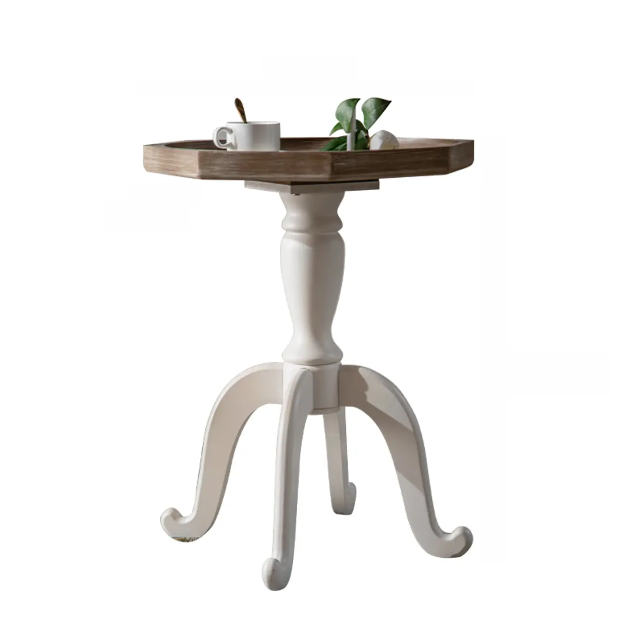 Rustic Wood Accent Side Table with Tray Top for Living Room Image - 2 | homeyfad